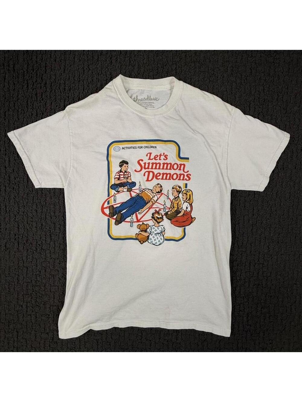 Threadless Demons Graphic White Summer T shirt M